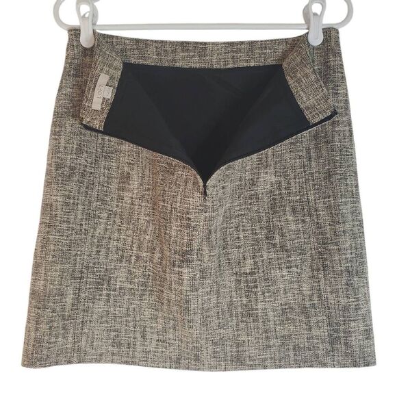 Ann Taylor LOFT Back Zip Flat Front Tweed Pencil Mini Skirt Taupe Brown Size 4 - Picture 8 of 11